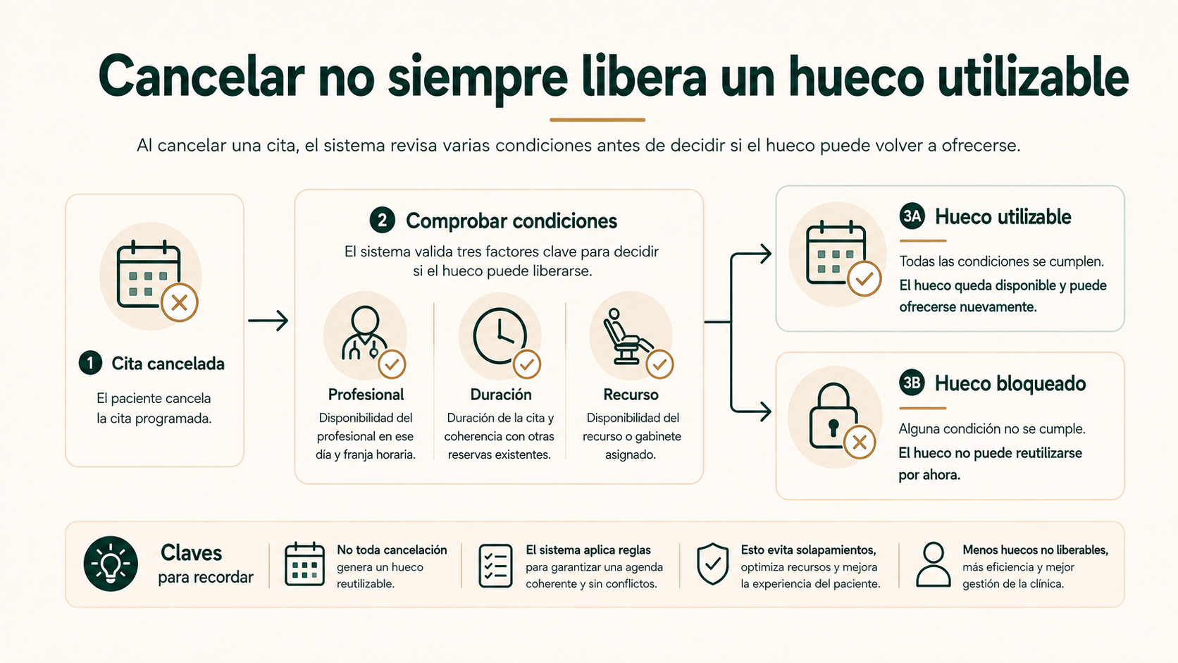 Cancelar no siempre libera un hueco utilizable