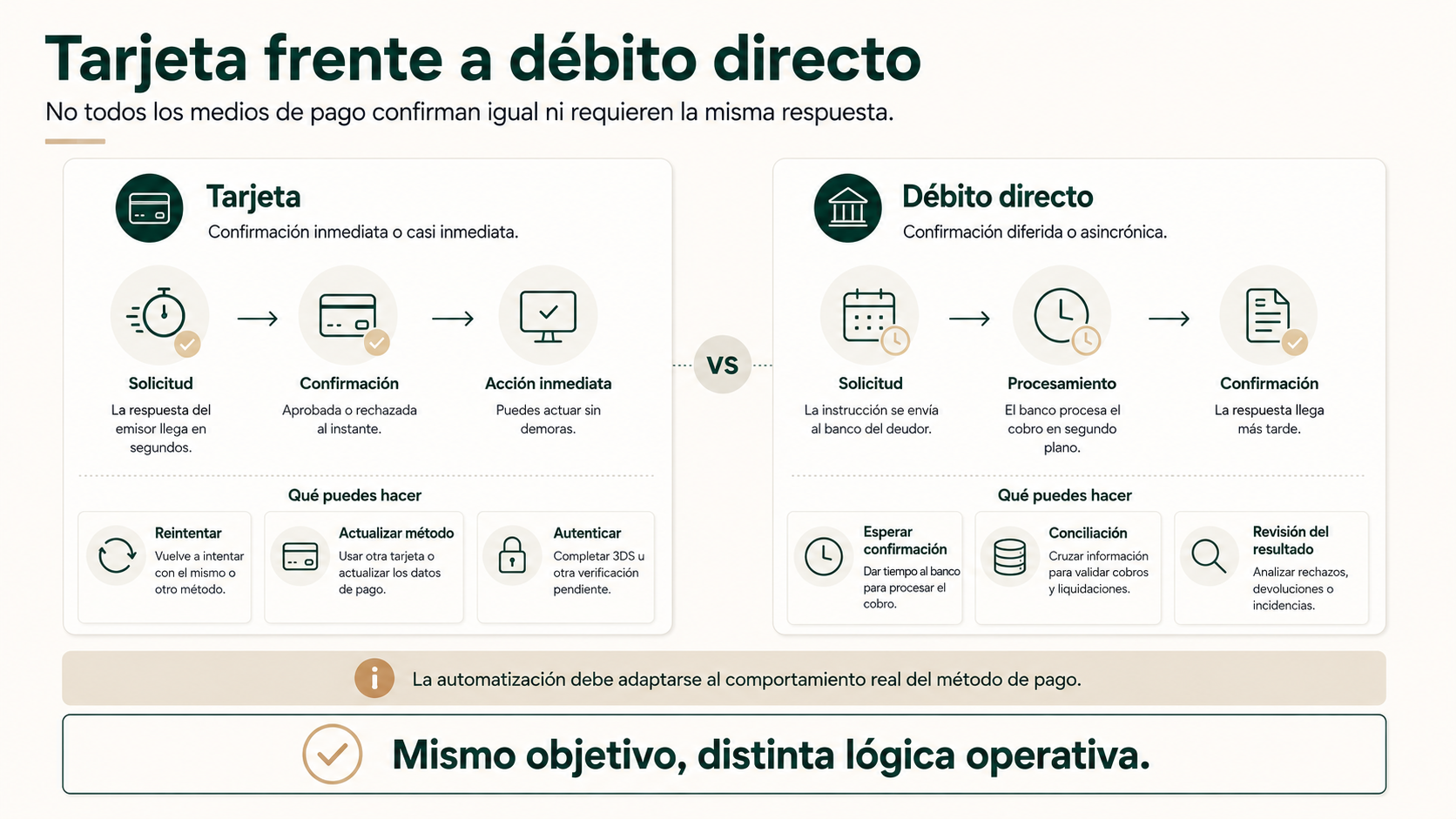 Comparación conceptual entre cobros con tarjeta y débito directo en un gimnasio