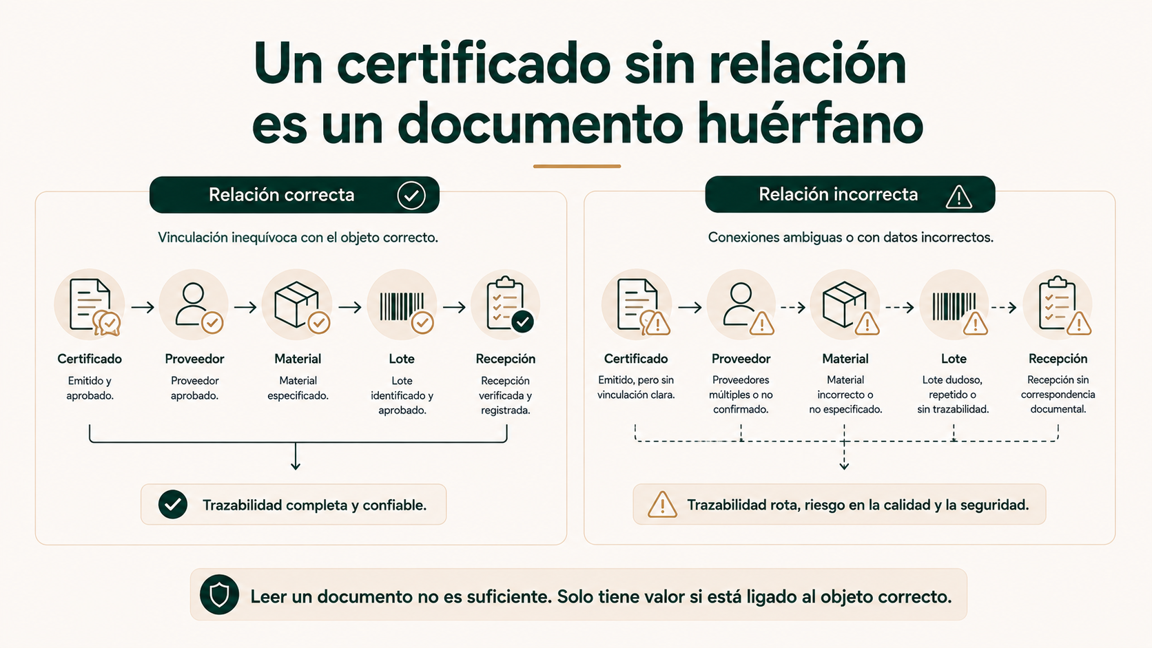 Un certificado sin relación es un documento huérfano
