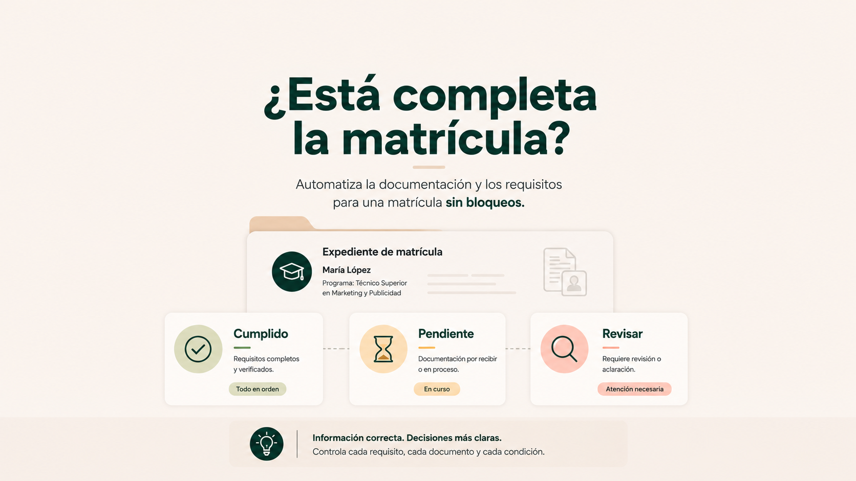¿Está completa la matrícula?