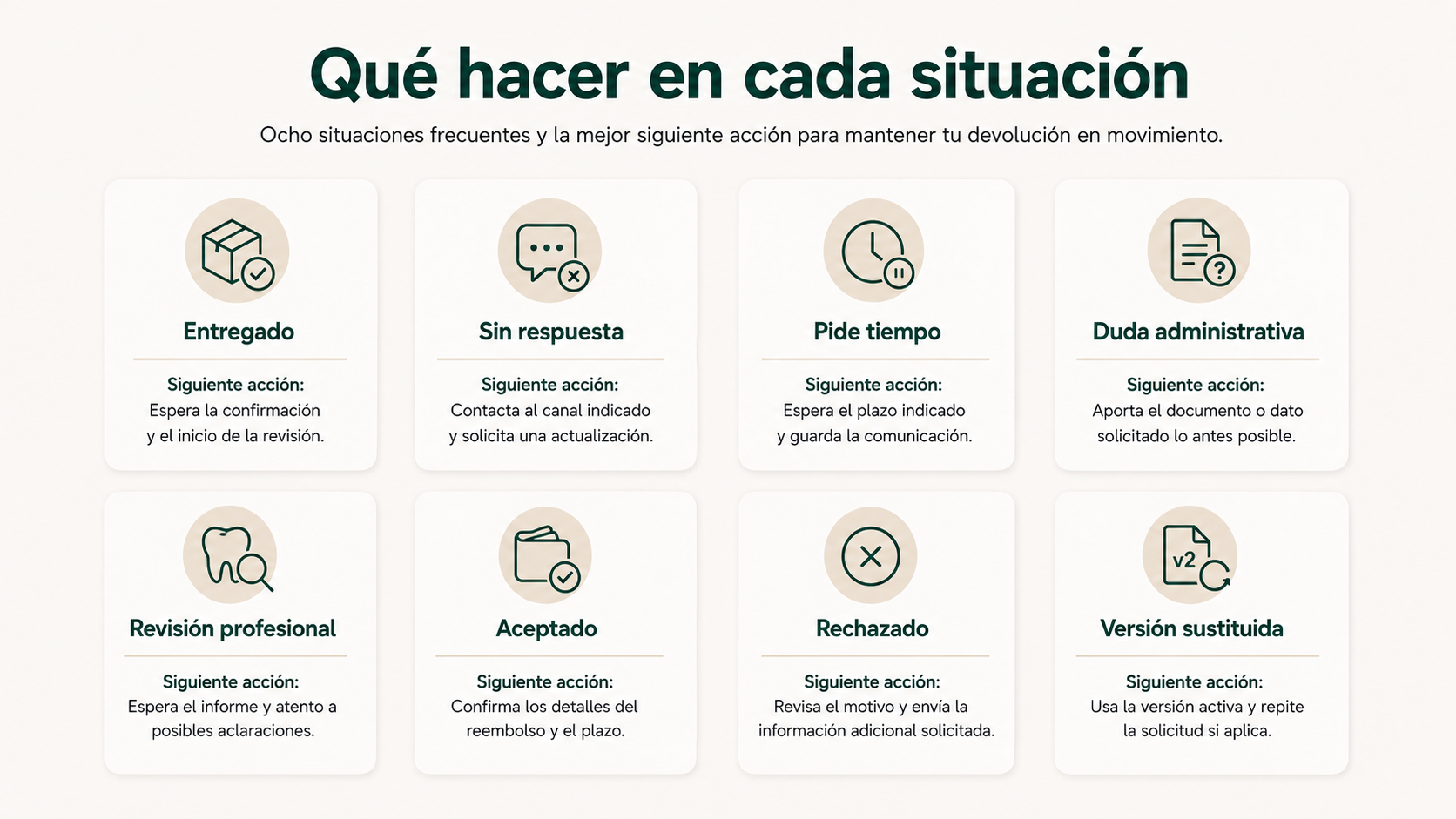 Acciones según la situación de un presupuesto dental